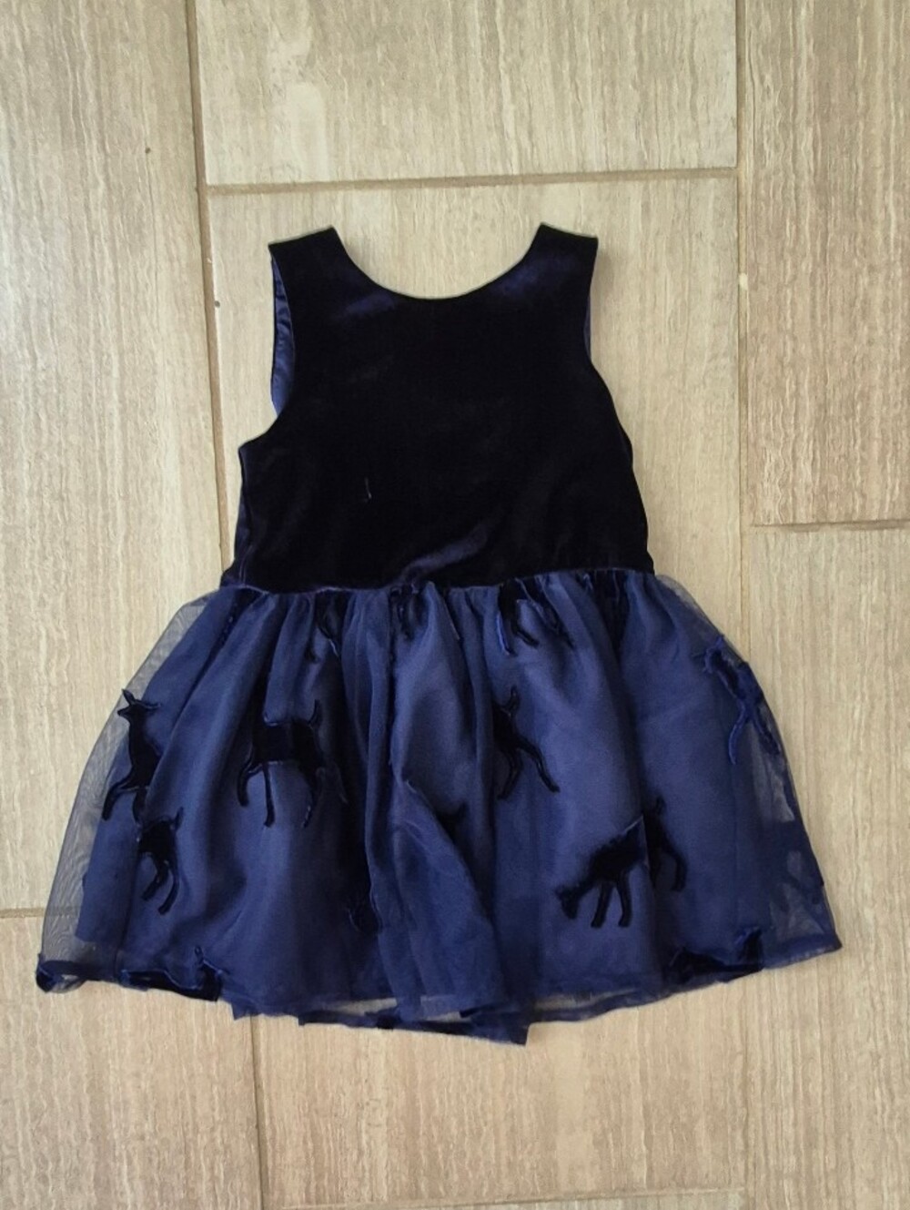 Cat & Jack Navy Velvet Deer Dress